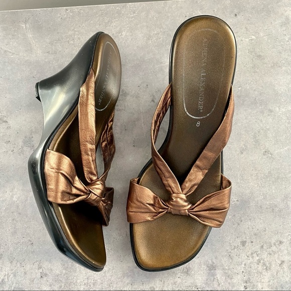 Athena Alexander Bronze Copper Strappy Wedge Sandals Size 8 - Picture 2 of 10